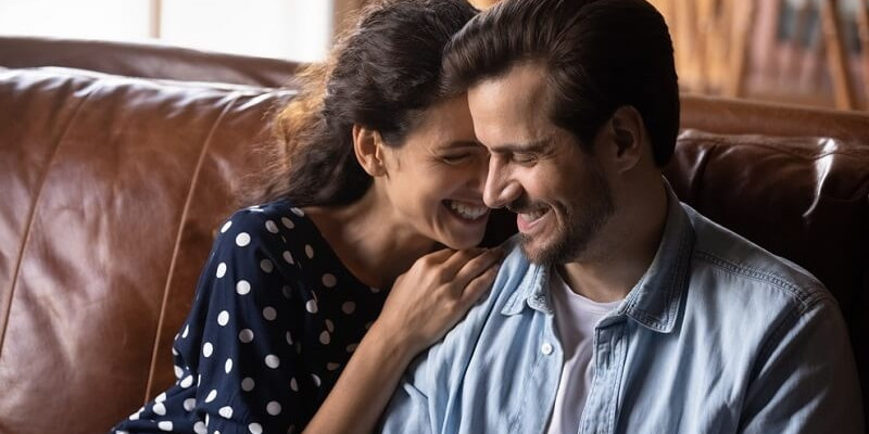 couple laughing together
